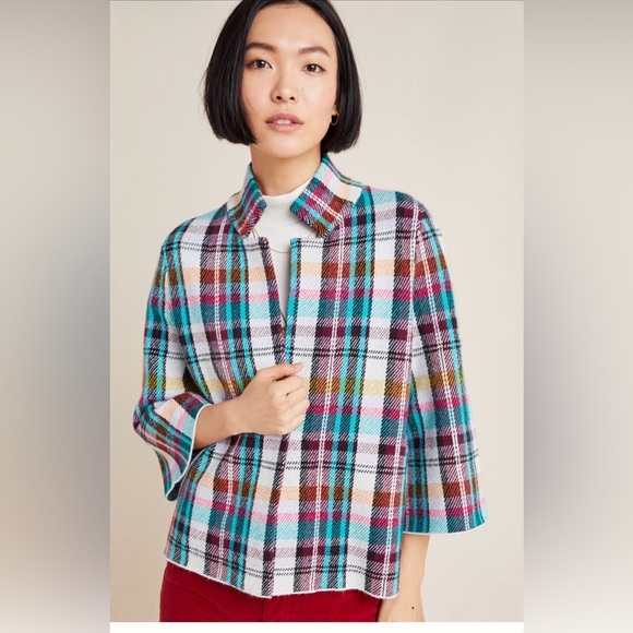 Rosetta Cropped Plaid Jacket Size XS - Picture 2 of 8